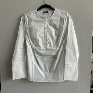 longchamp White Embroidered Blouse Size 34 NEW